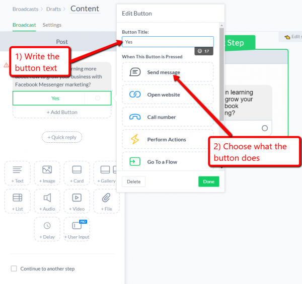 Sending Broadcasts Through Facebook Messenger with Manychat