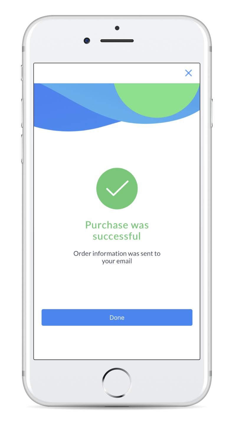 purchase was successful screen for Facebook Messenger Payment in Manychat