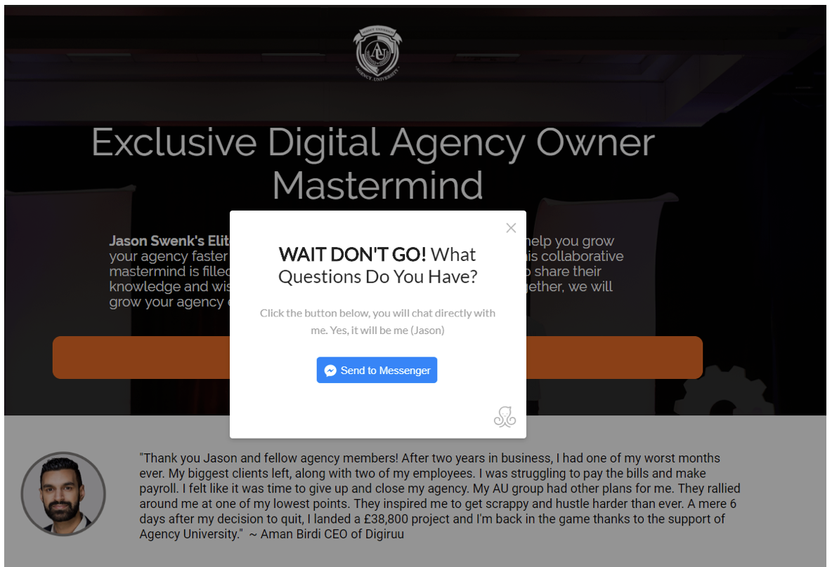 Manychat Slider Growth Tool | Jason Swenk Messnenger Marketing Funnel