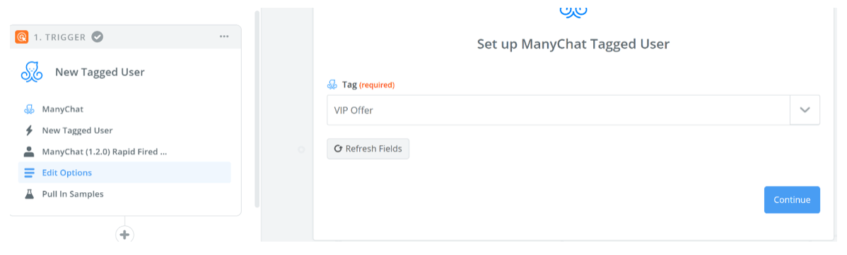opt-in zap triggered by Manychat for Rapid Fired Pizza | Restaurant Chatbot Strategy