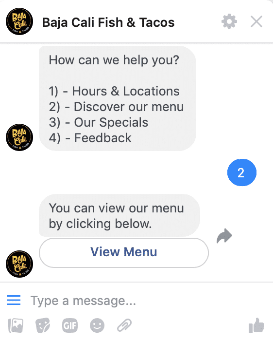 Simple menu using numbers for different options