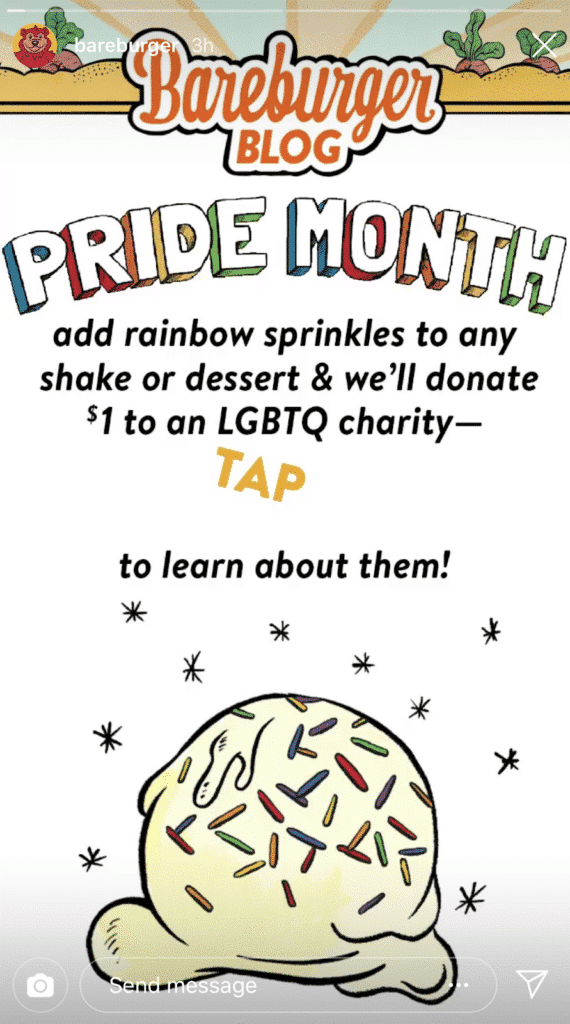 Bareburger Pride Month using an Instagram ad & Manychat
