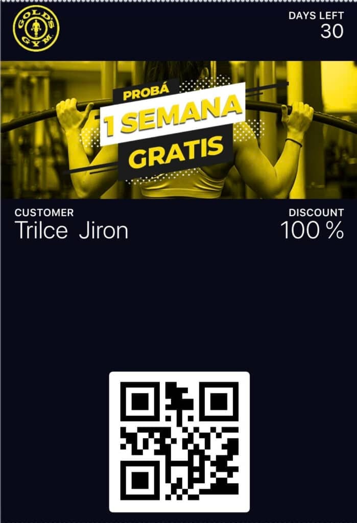 gold's gym One-free week pass