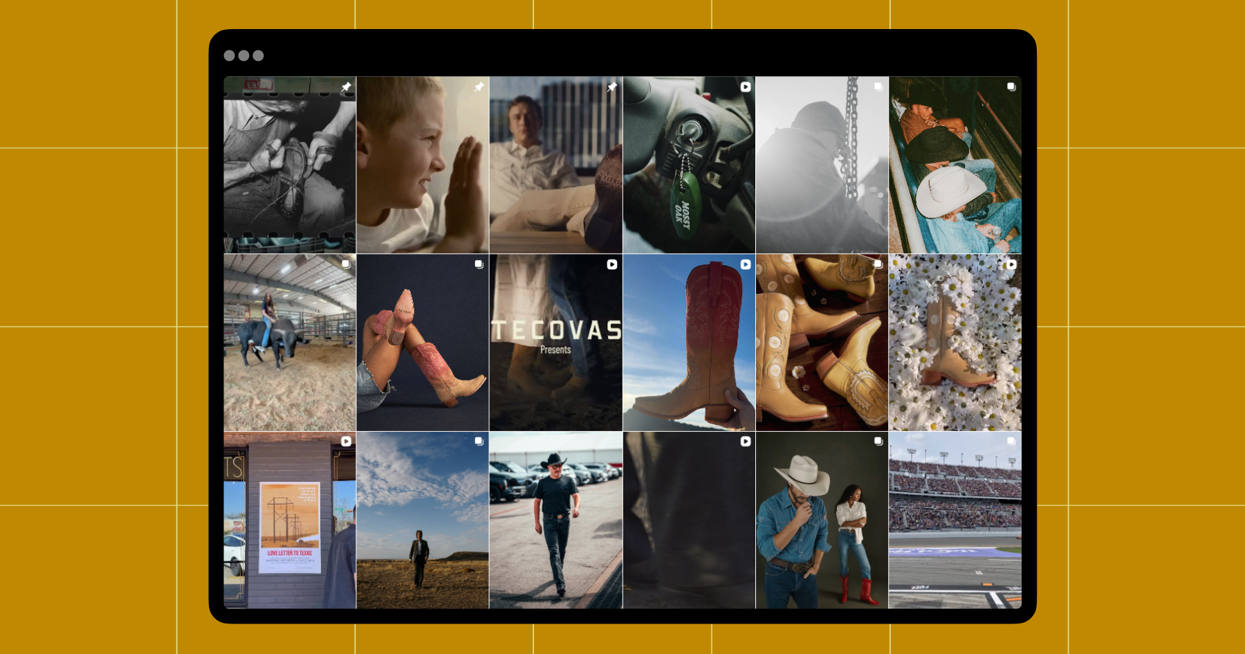 Screenshot of Tecova's Instagram grid