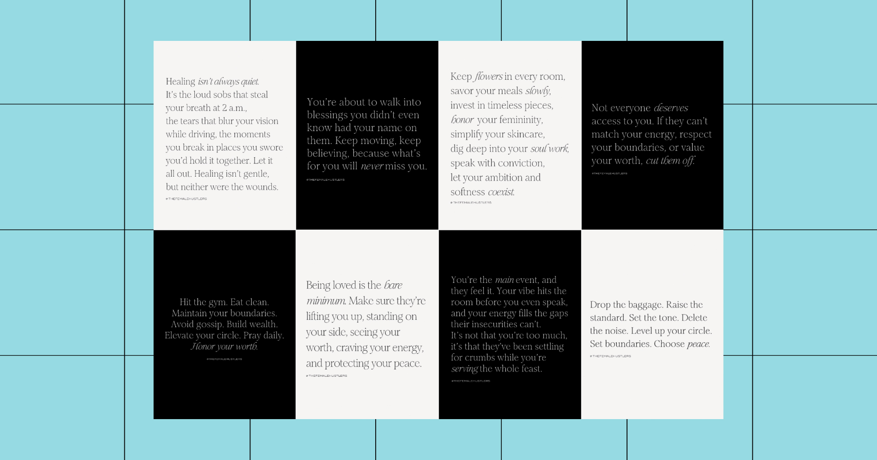 Example of a black-and-white checkerboard Instagram grid