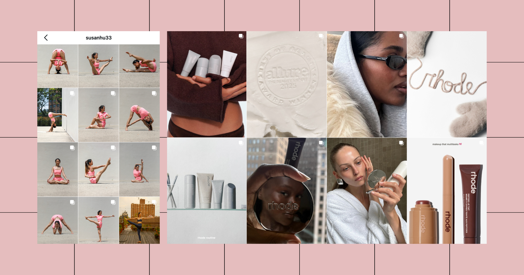 Screenshot of minimalist Instagram grid examples 