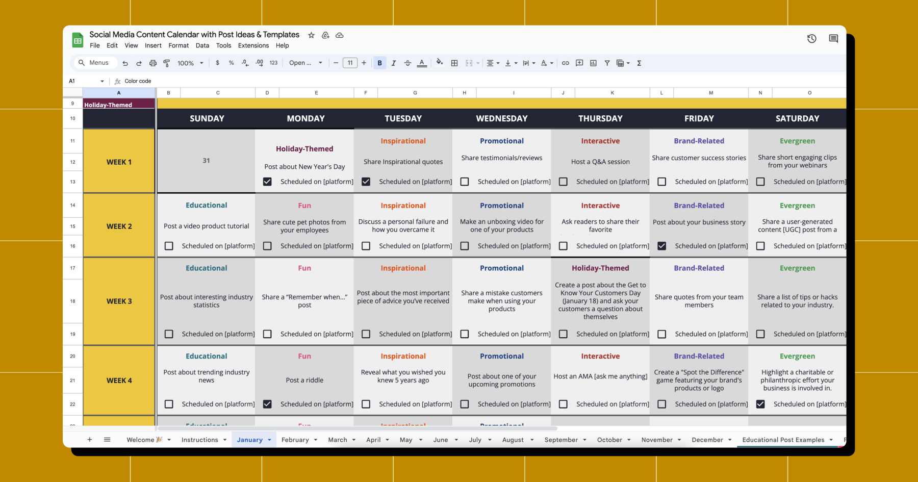 Screenshot of Google Sheets