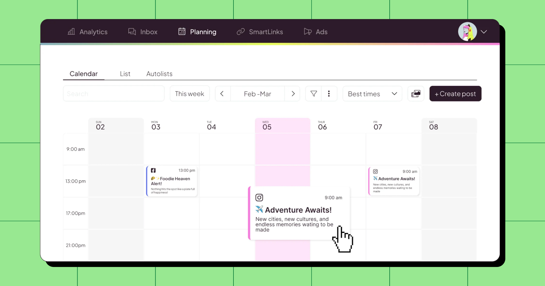 Screenshot of Metricool