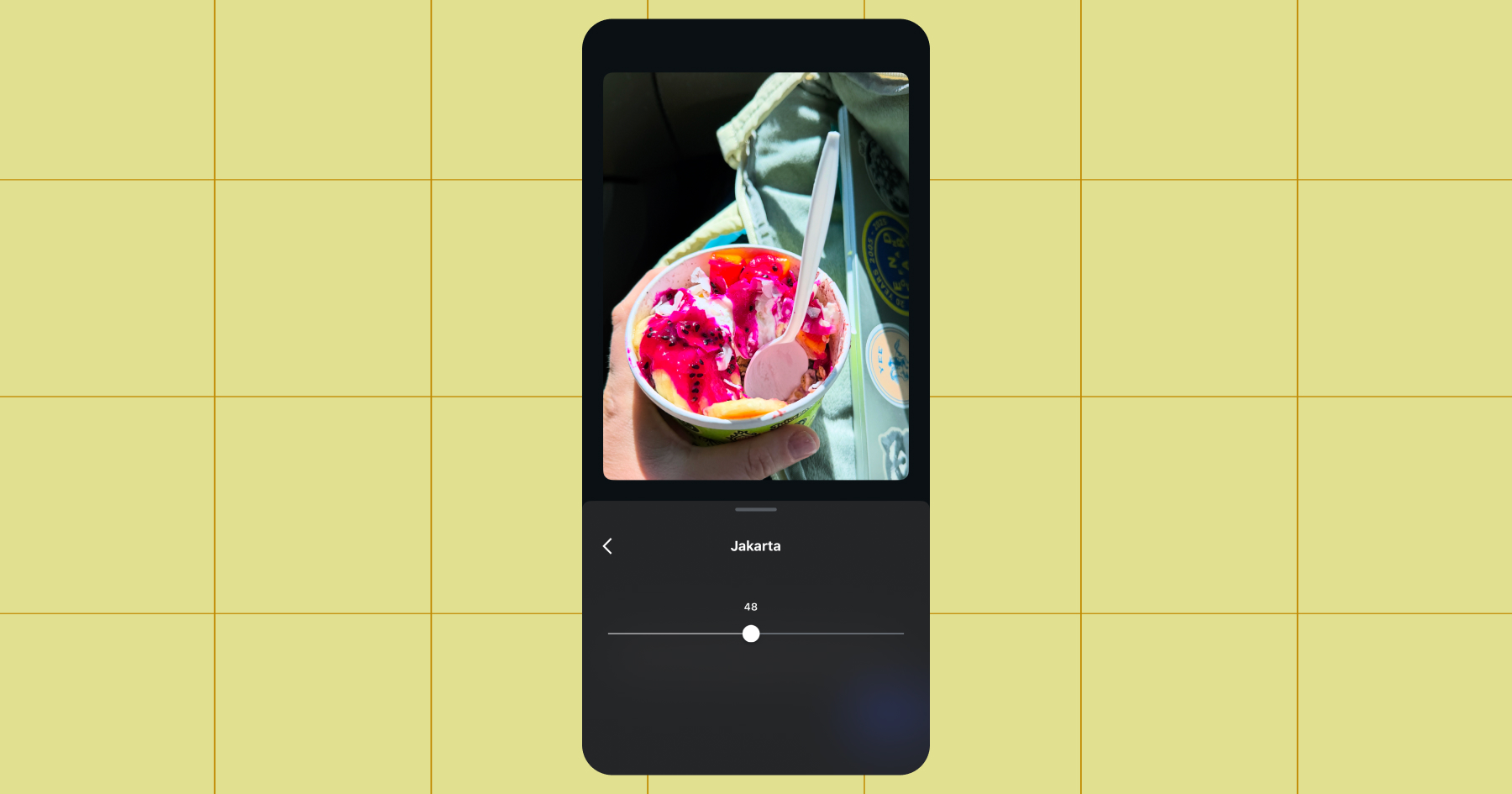 Screenshot showing the slider you can use to change the intensity of the filter you've selected