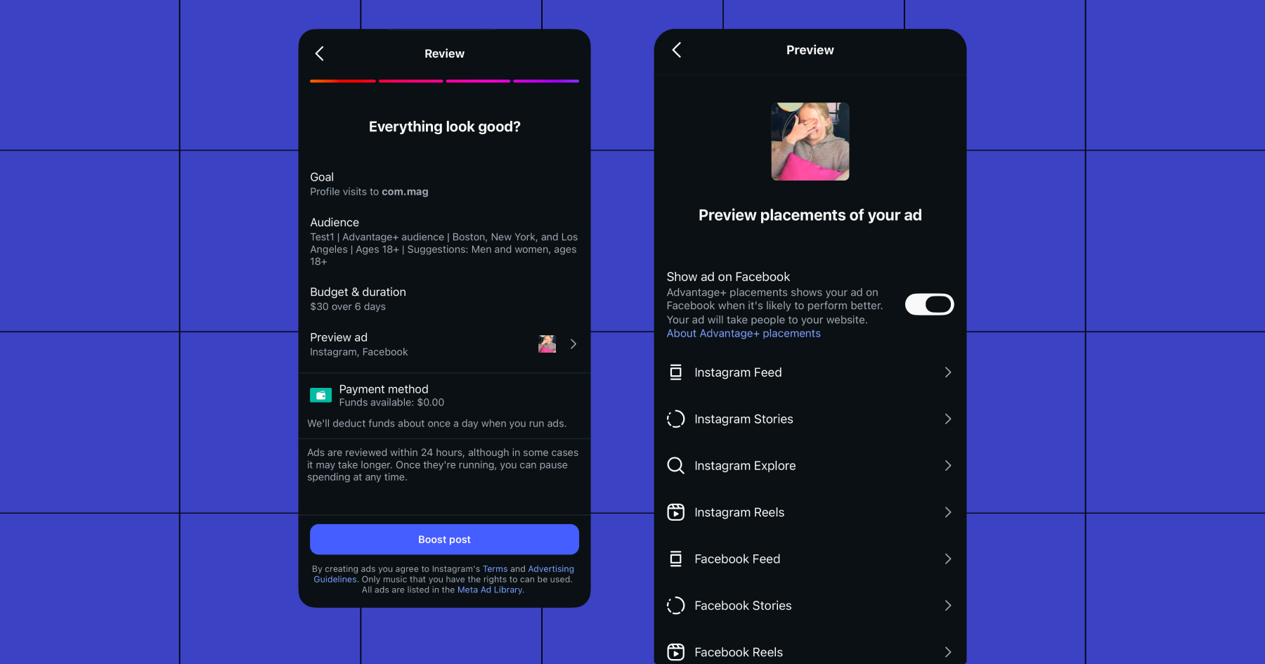 Screenshot of Review and Preview screens