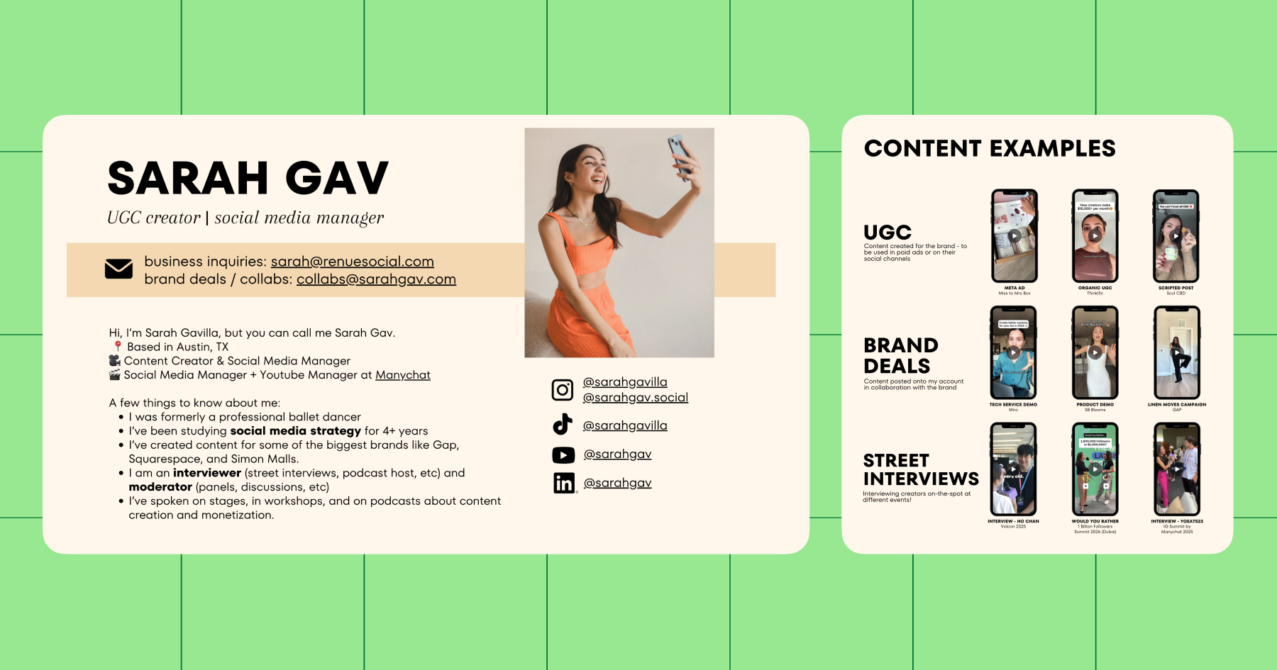 Example of a media kit from a creator