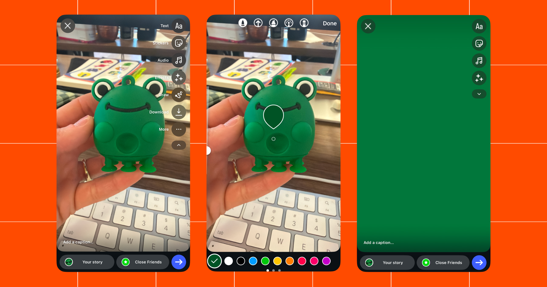 Screenshot of background fill options for an Instagram Story