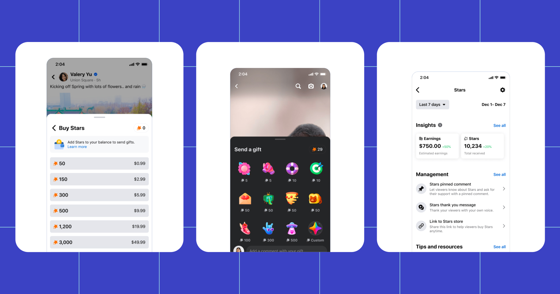 Screenshot of monetization tools in Meta Business Suite, including Facebook Stars and Instagram Gifts 