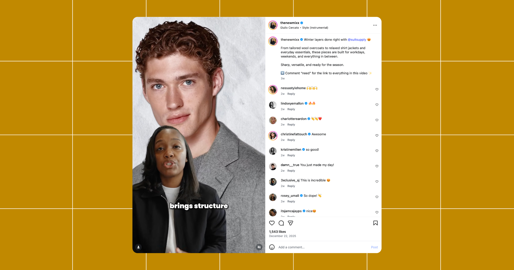 Screenshot of an Instagram post from @thenewmixx that uses Manychat's Instagram automation with a keyword trigger int he comments