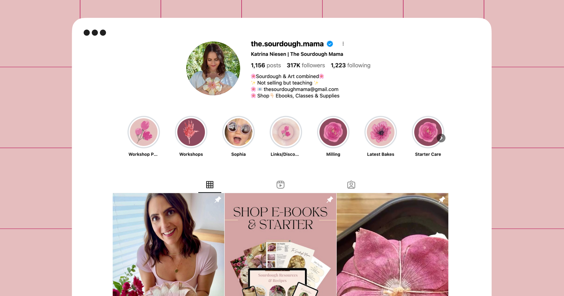 Screenshot of sourdoughmama's Instagram account profile page