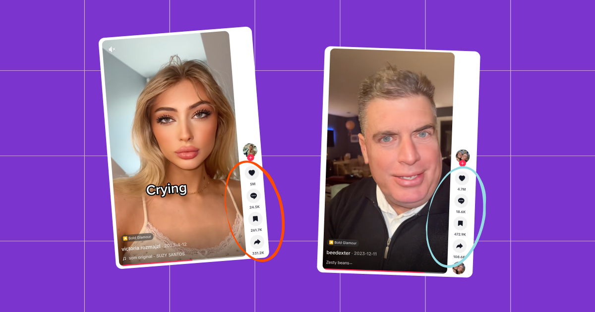 Screenshot of someone using the Bold Glamor effect on TikTok