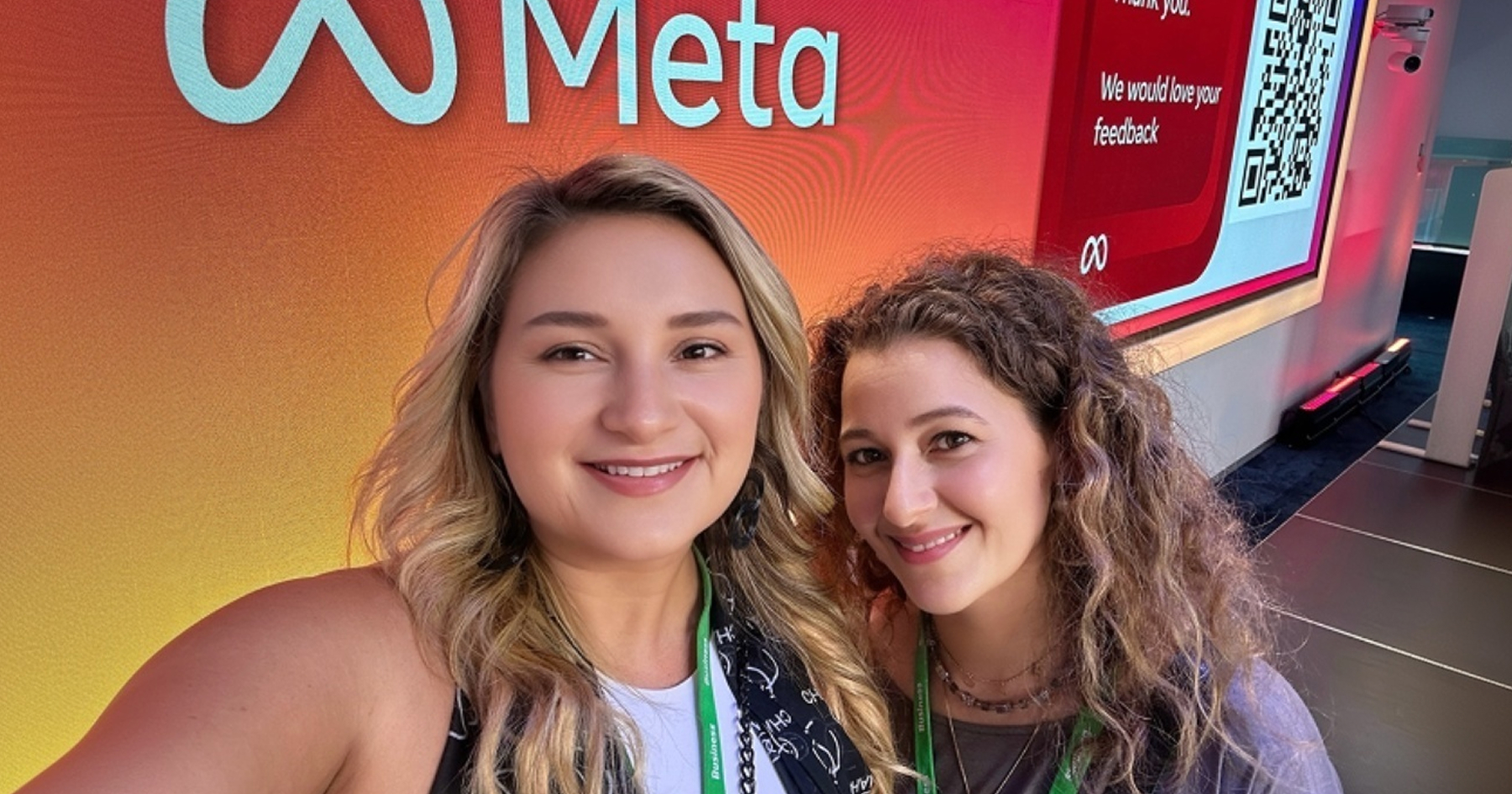 Selfie of Ad Social's Amberlea and Rouba at Meta HQ in Sydney 