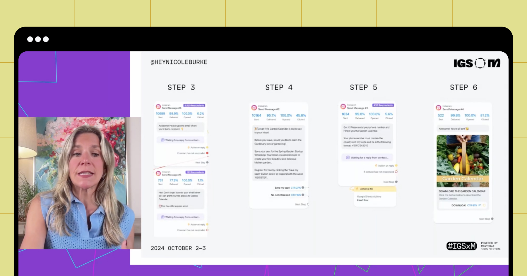 Captura de pantalla de una automatización de Manychat de una cumbre de Instagram anterior de Manychat 