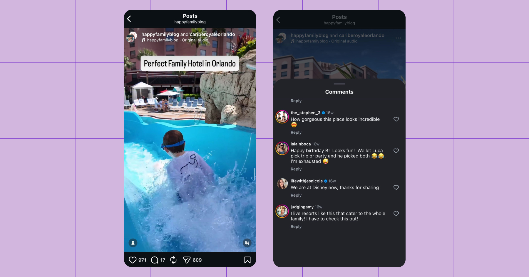 Screenshot of and Instagram post getting traction with lots of comments 