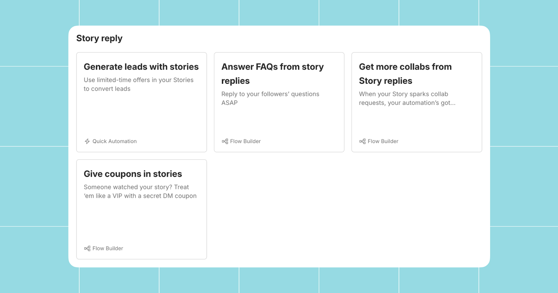 Screenshot of Story reply template options for automations 