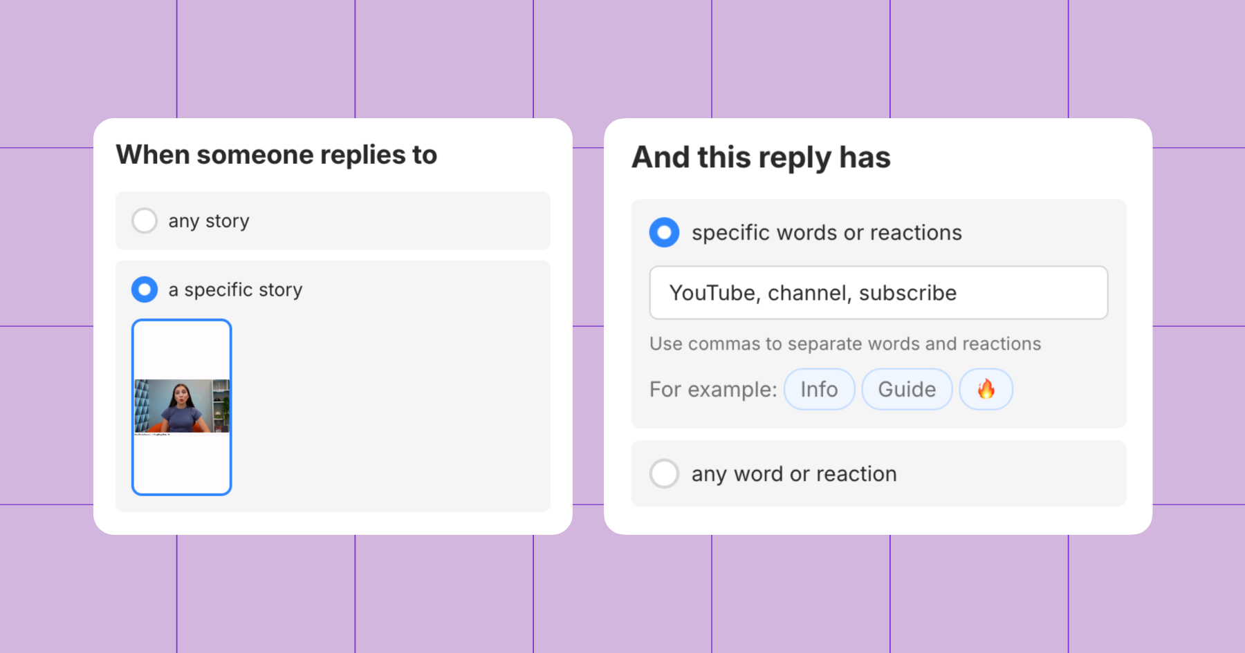 Screenshot of story reply options 