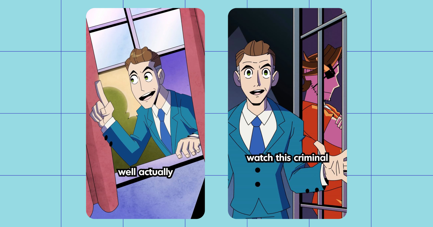 Screenshots of Law by Mike's Instagram featuring an animated version of him 