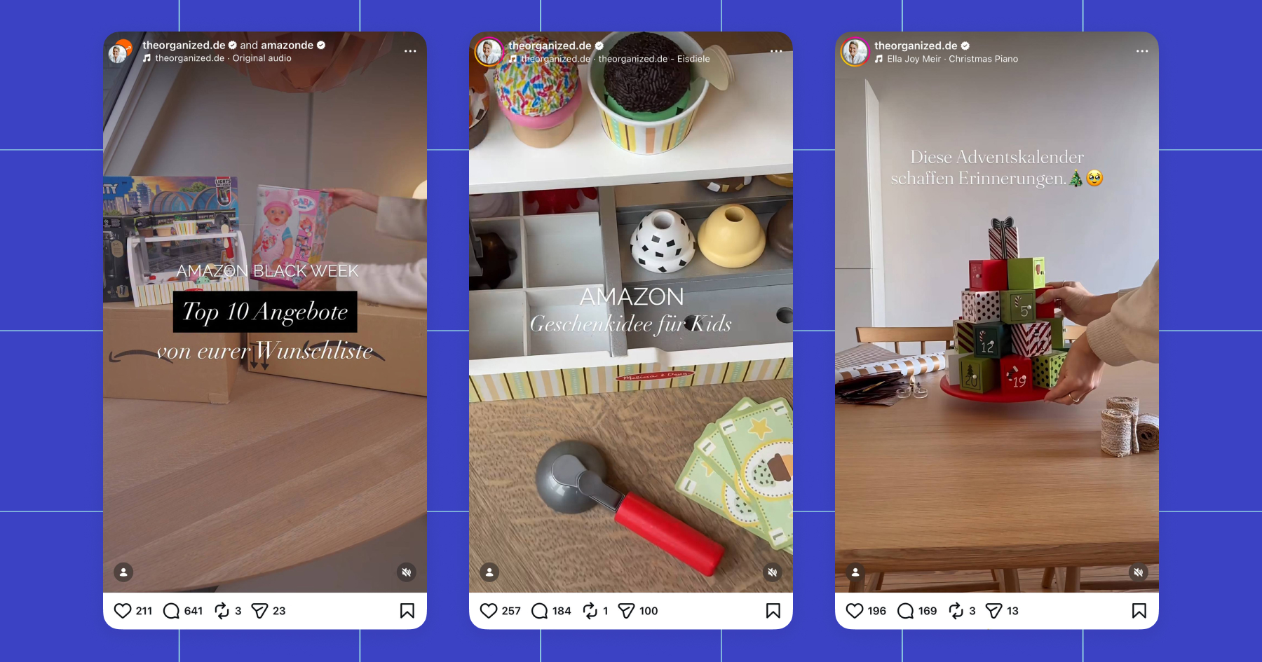 Screenshots from The Organized by Nadine Instagram account