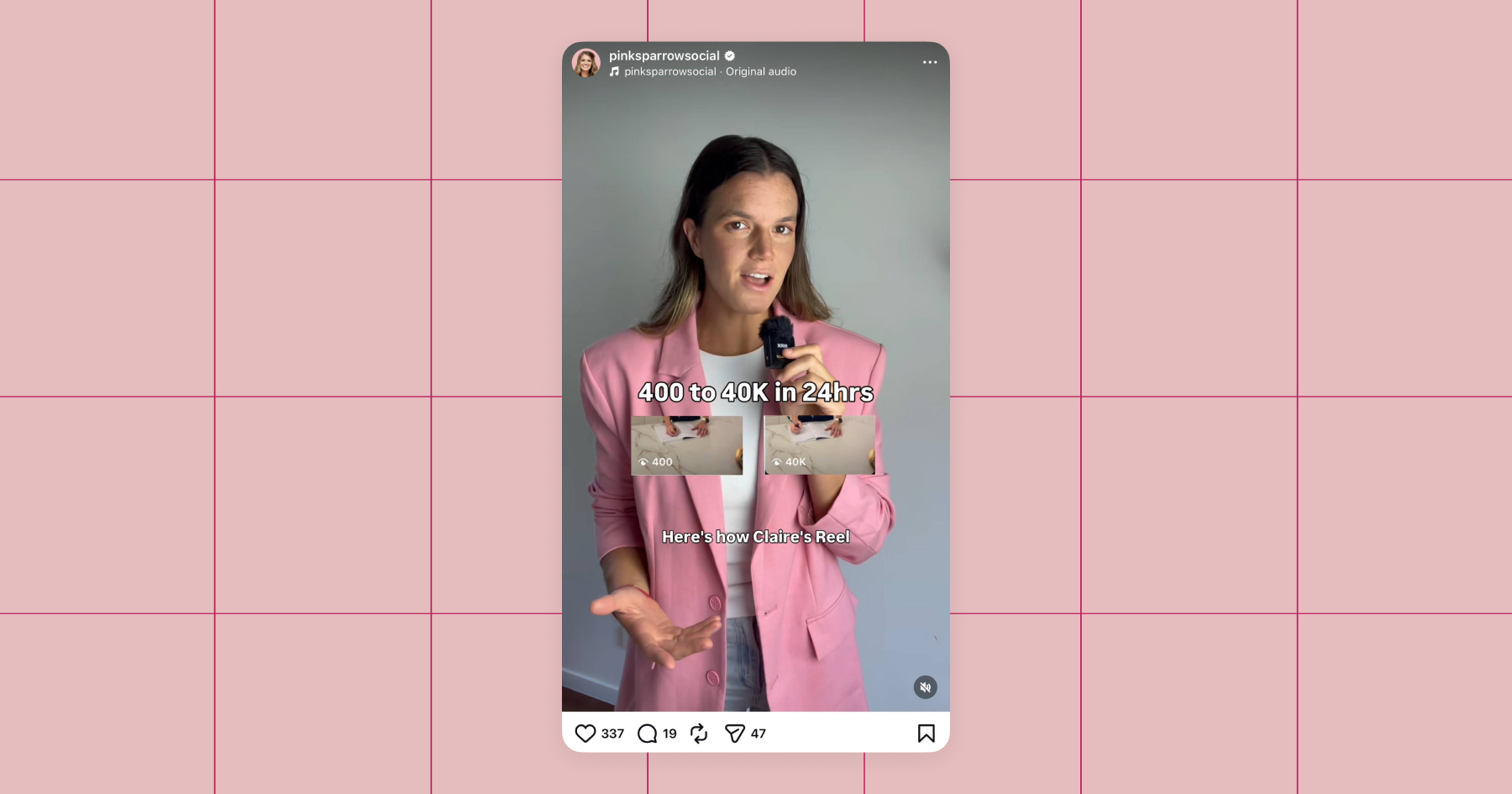 Screenshot of a Pink Sparrow Social post on Instagram