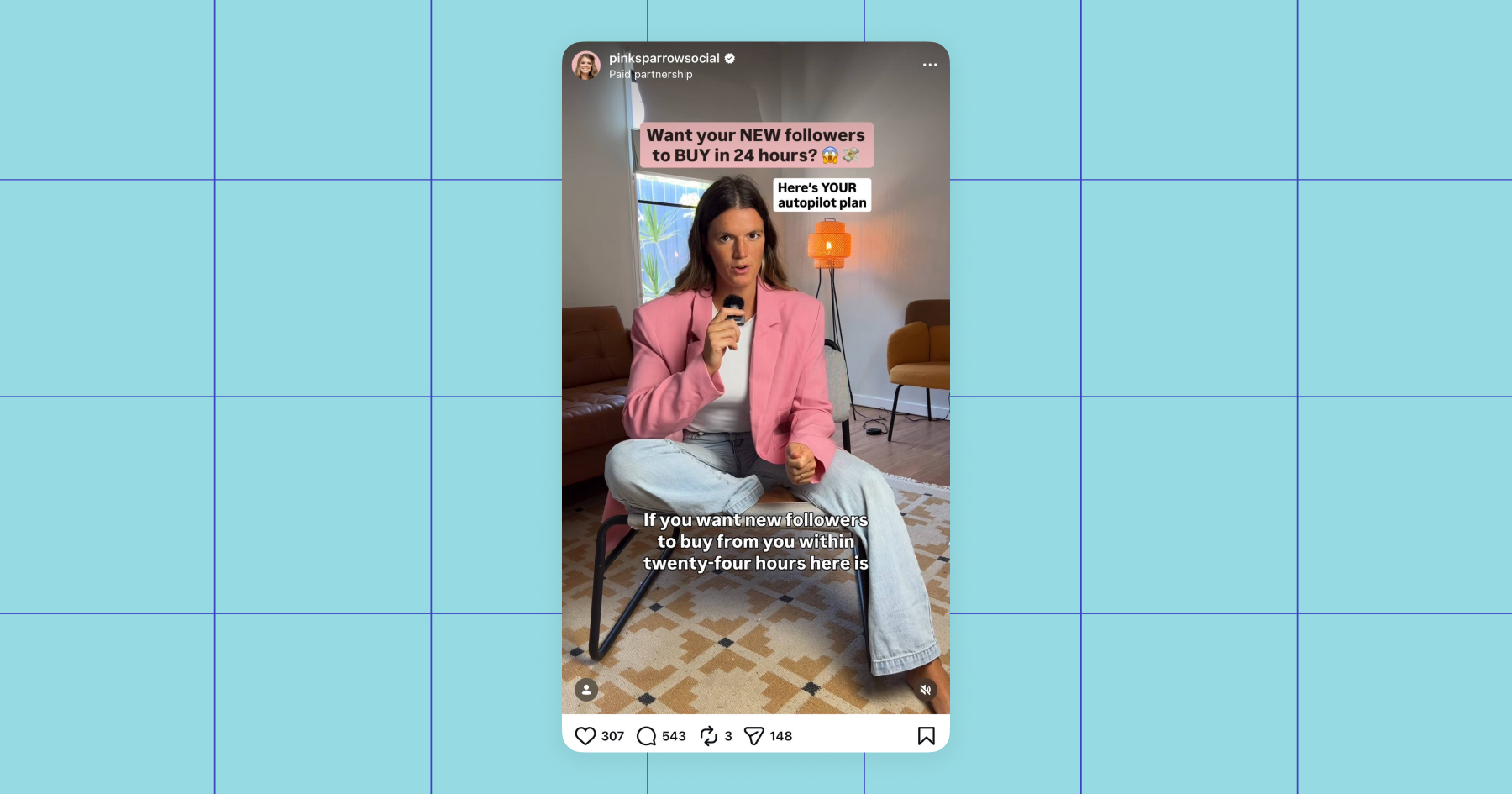 Screenshot of a Pink Sparrow Social post on Instagram