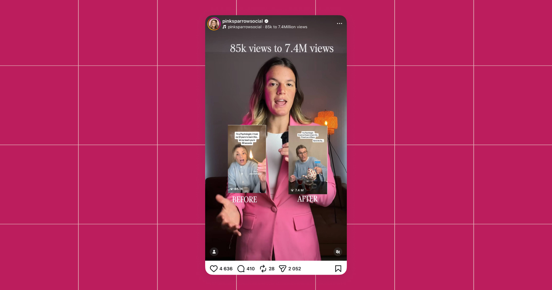 Screenshot of a Pink Sparrow Social post on Instagram