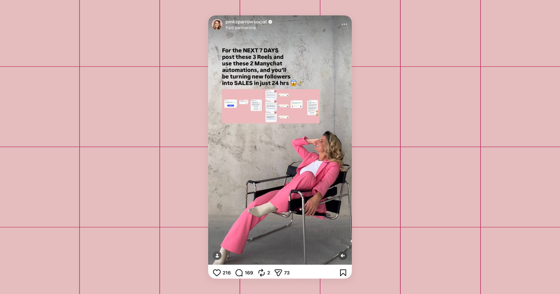 Screenshot of a Pink Sparrow Social post on Instagram