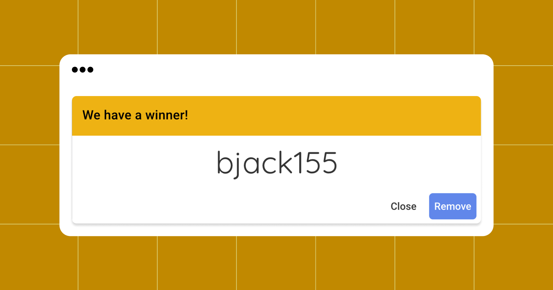 Screenshot of the giveaway winner via randomizer