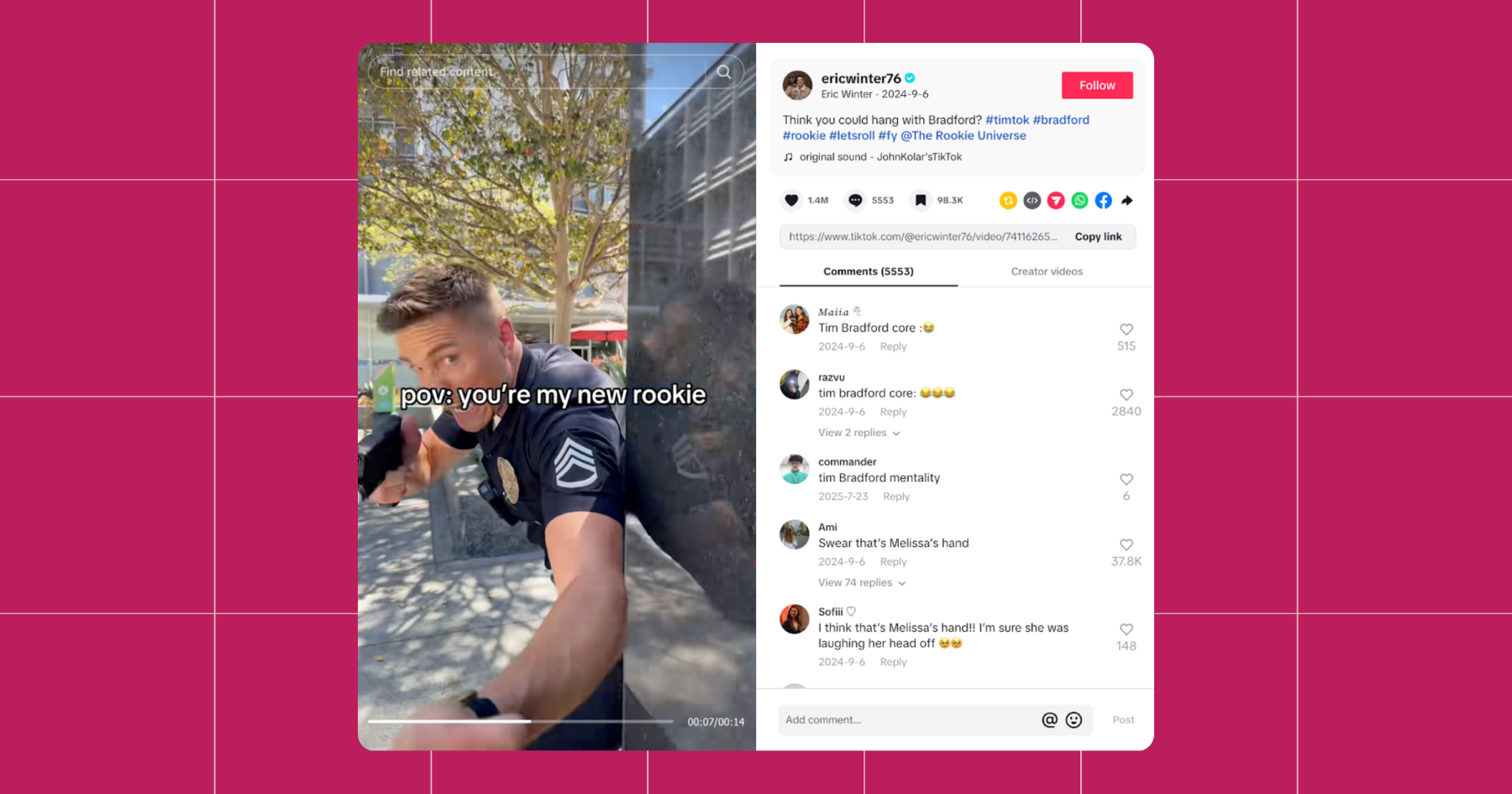 Screenshot of POV TikTok video 