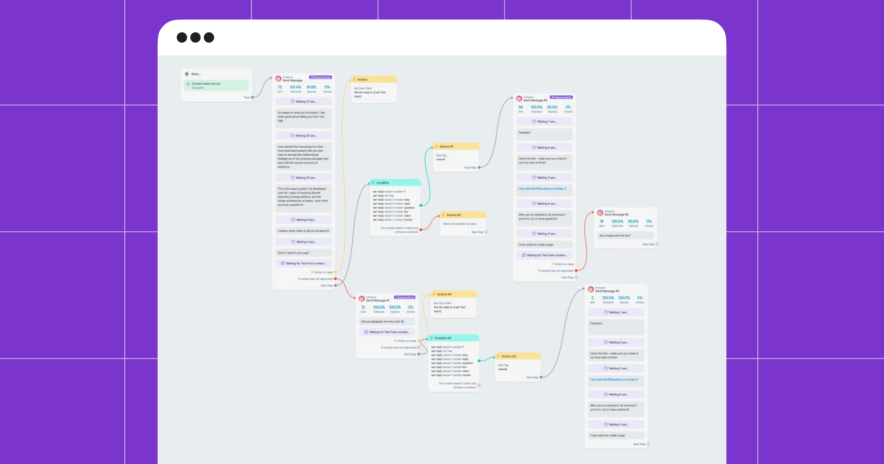 Screenshot of a Manychat automation used by Wally Nguyen on Instagram