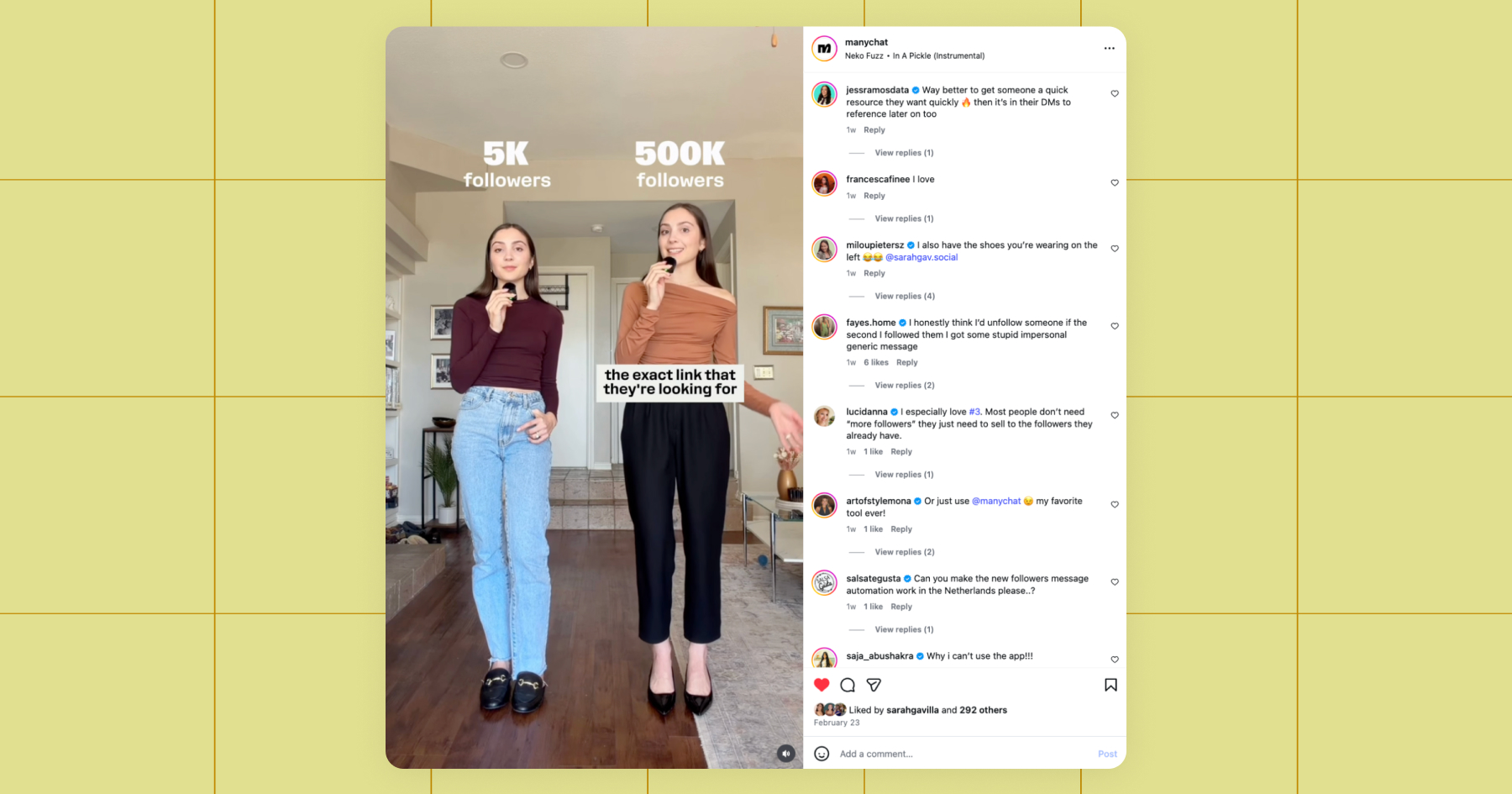 Screenshot of this Instagram trend in action