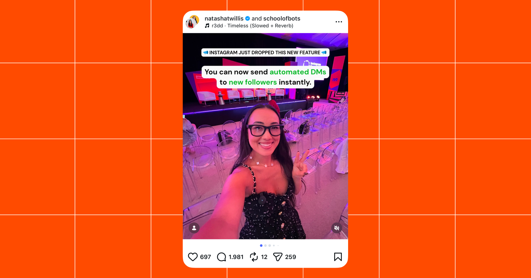 Screenshot of Natasha Willis's Instagram account