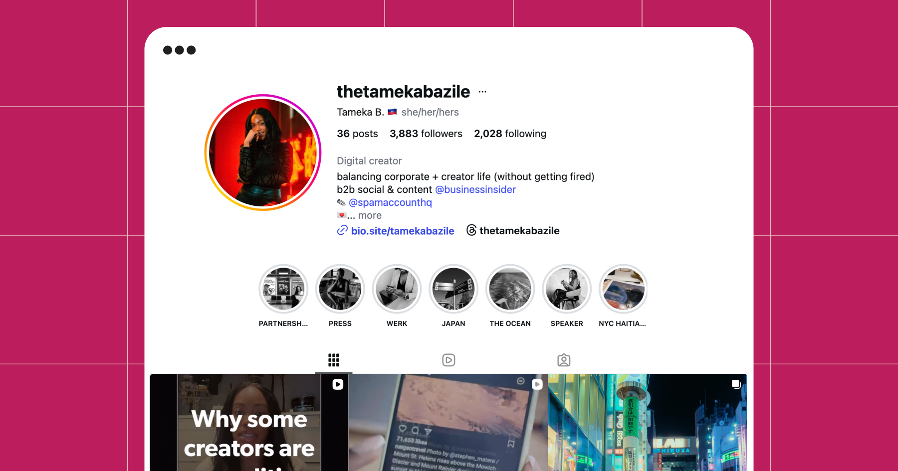 Screenshot of Tameka Brazile's Instagram account 