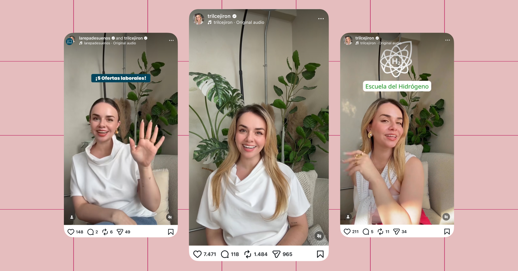 Screenshots of @trilcejiron on Instagram