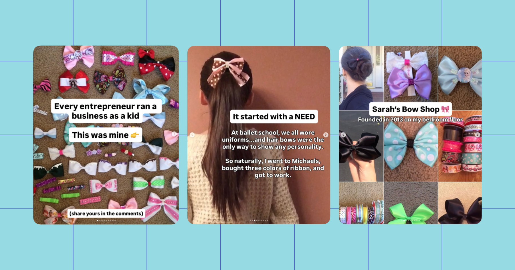 Screenshots of Sarah's bow shop 