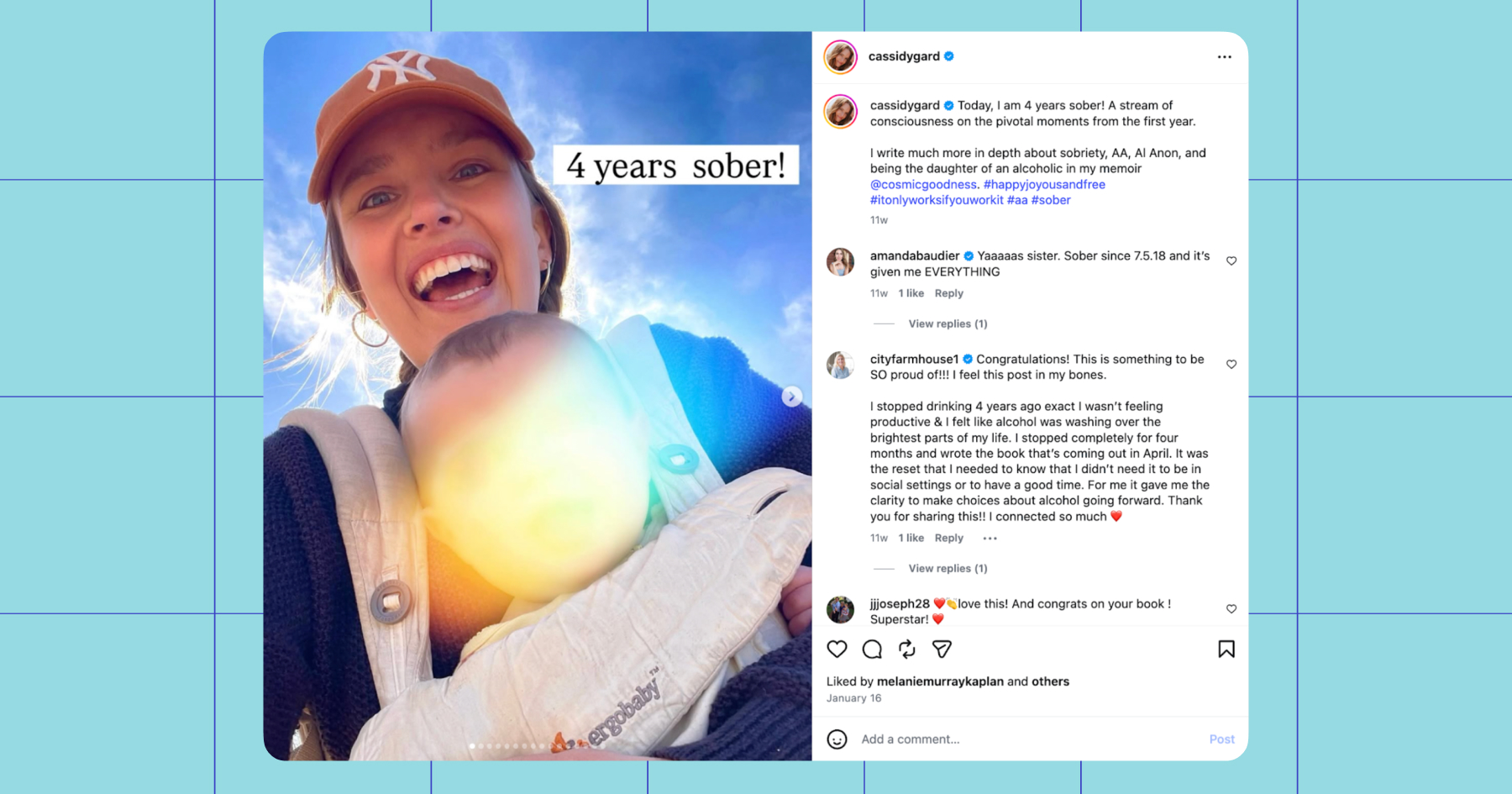 Screenshot of a celebratory post example 