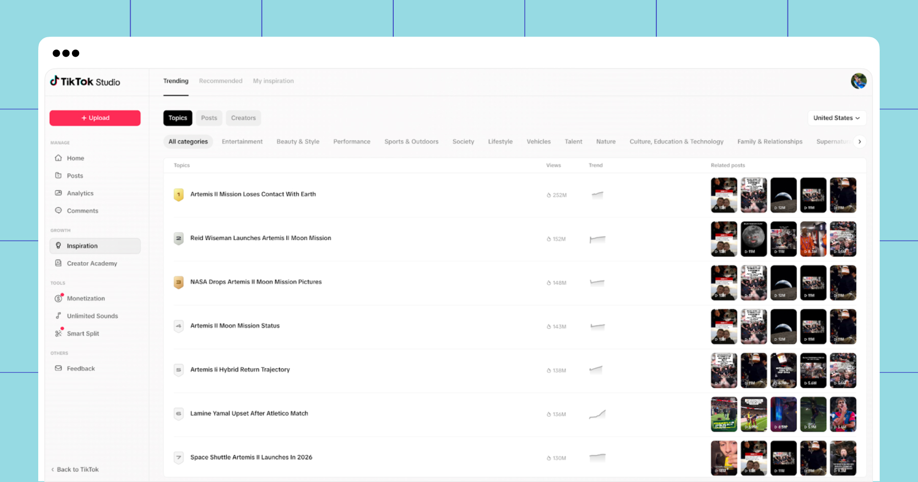 Screenshot of the TikTok Studio 