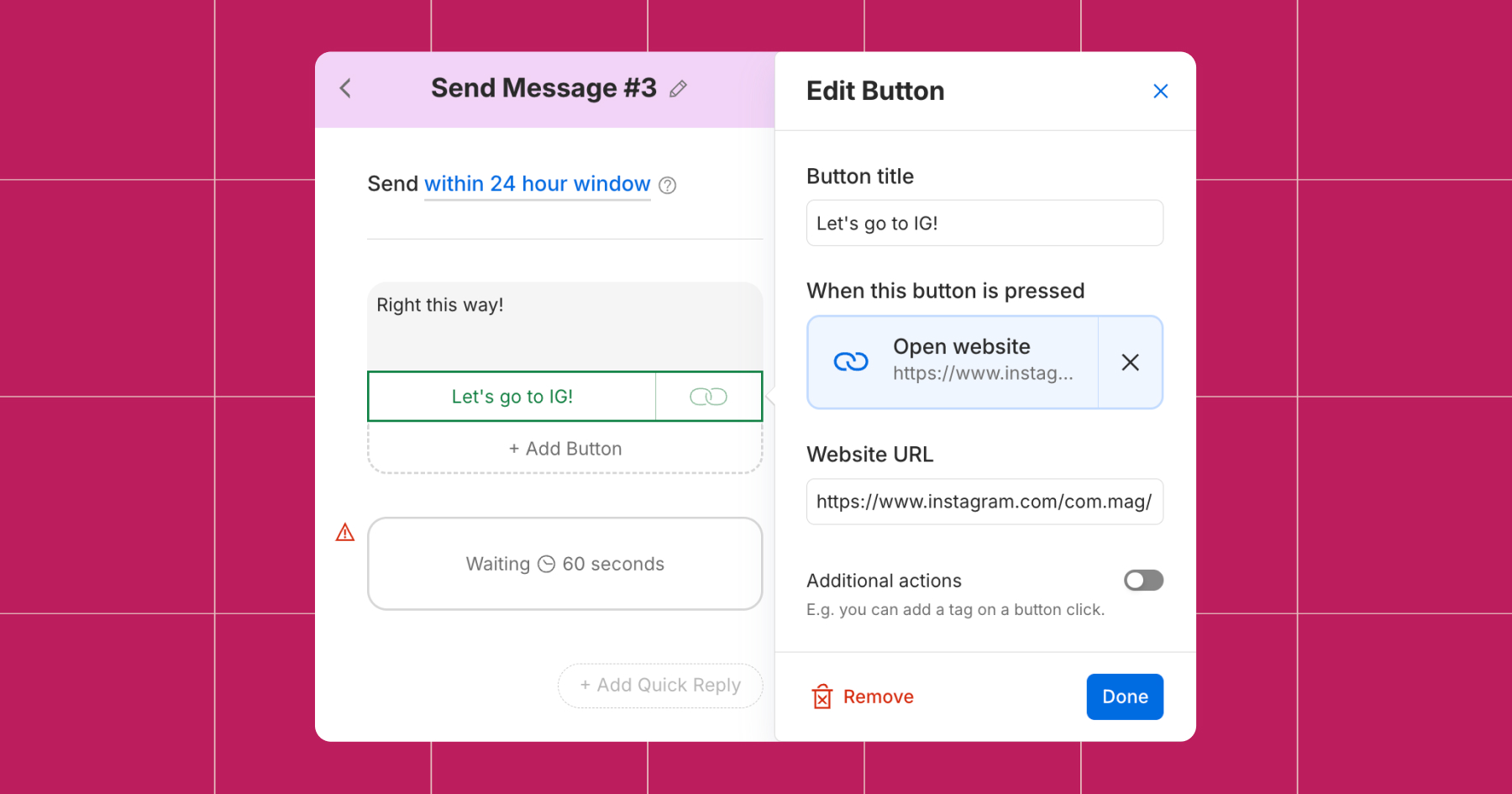 Screenshot of messaging options