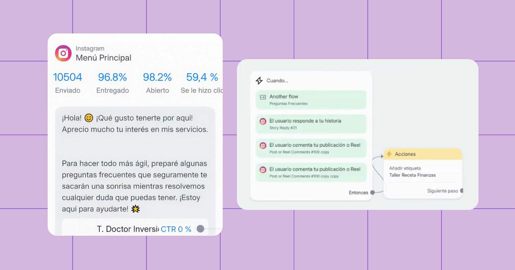 Screenshot of Manychat flows