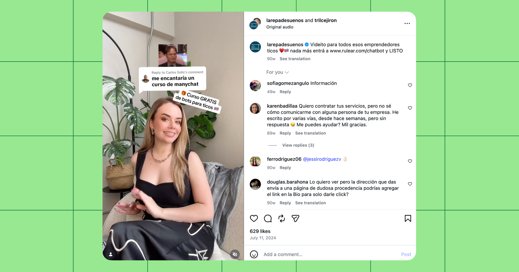 Screenshot of Trilce Jiron on Instagram