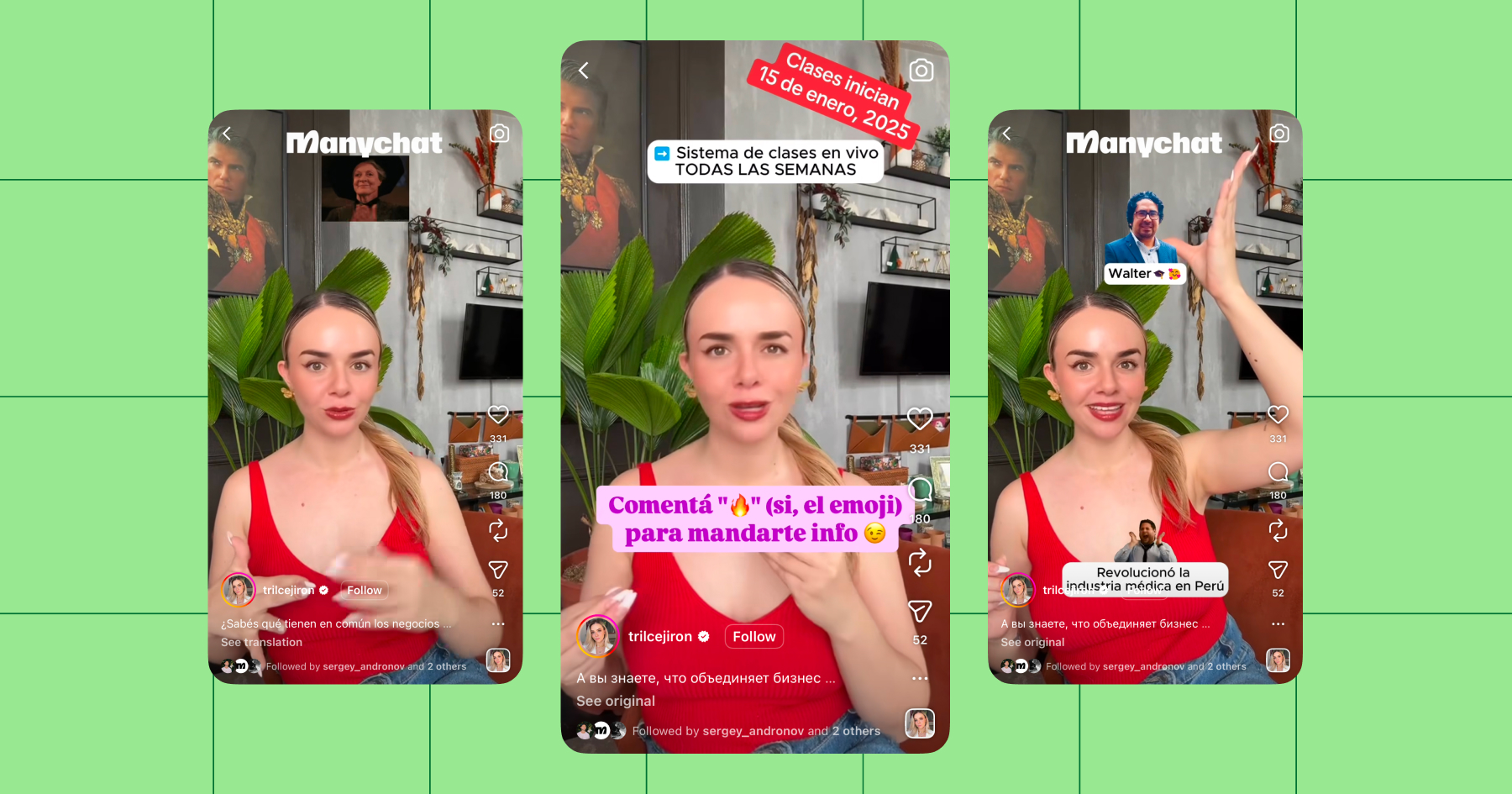 Screenshots of Trilce Jiron on Instagram