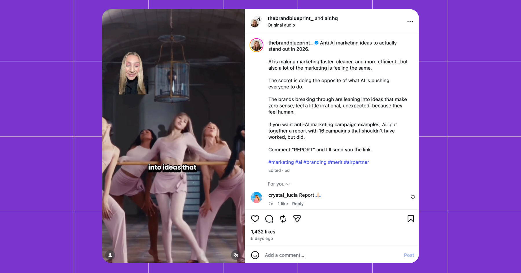 Screenshot of an Instagram post by creator @thebrandblueprint_ for this campaign