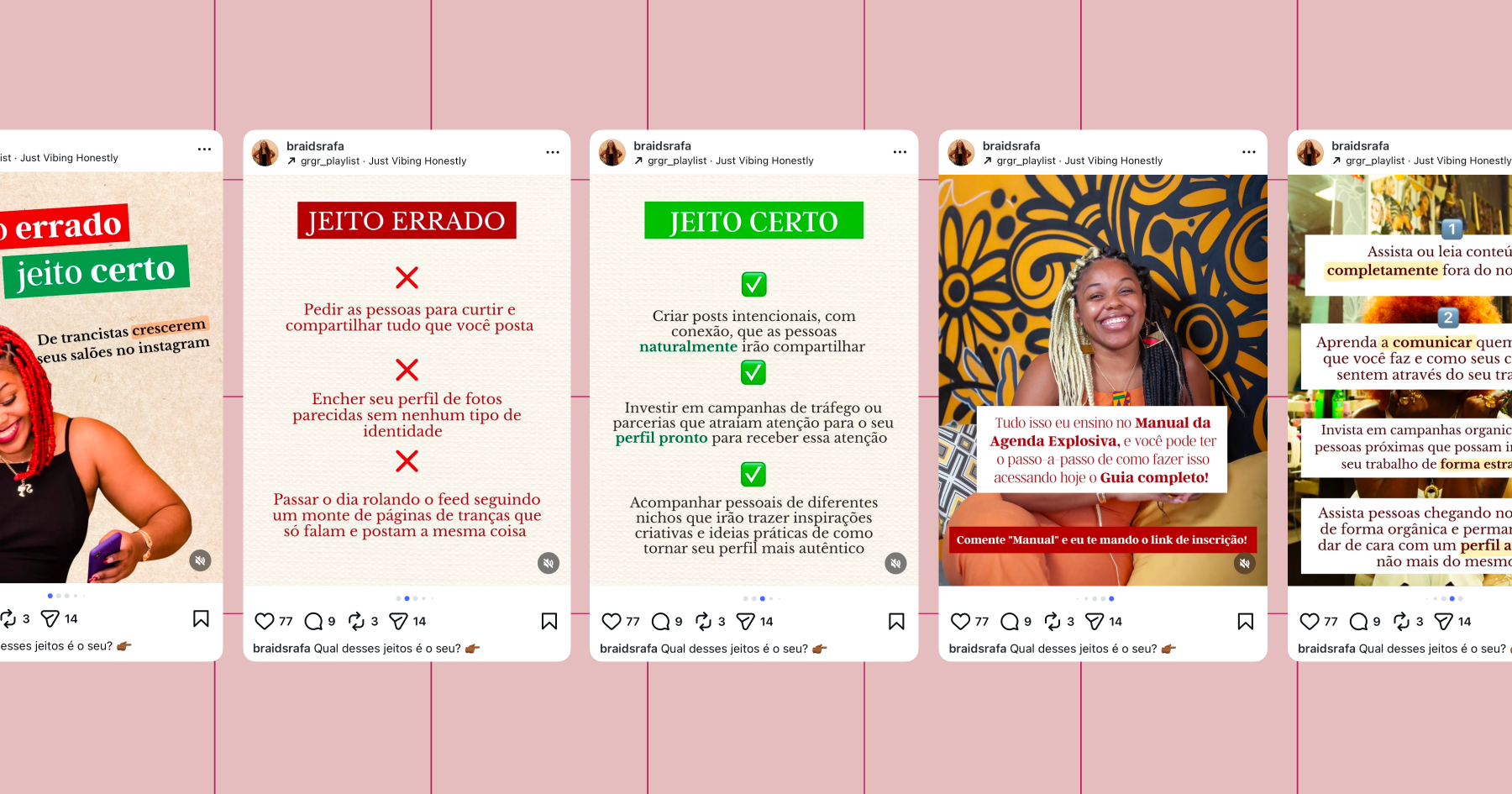 Screenshots of Rafa Xavier on Instagram 