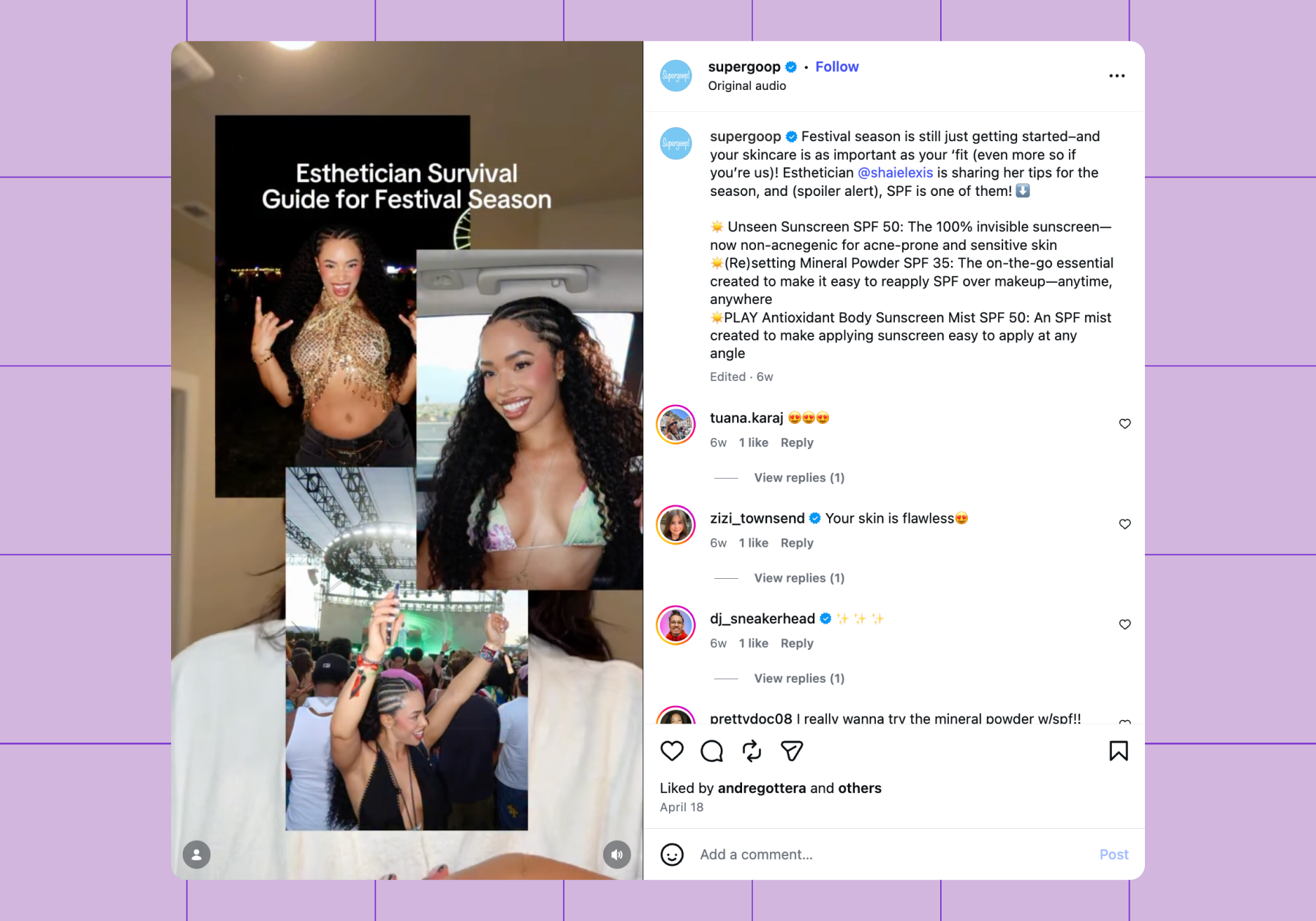 Supergood Instagram post 
