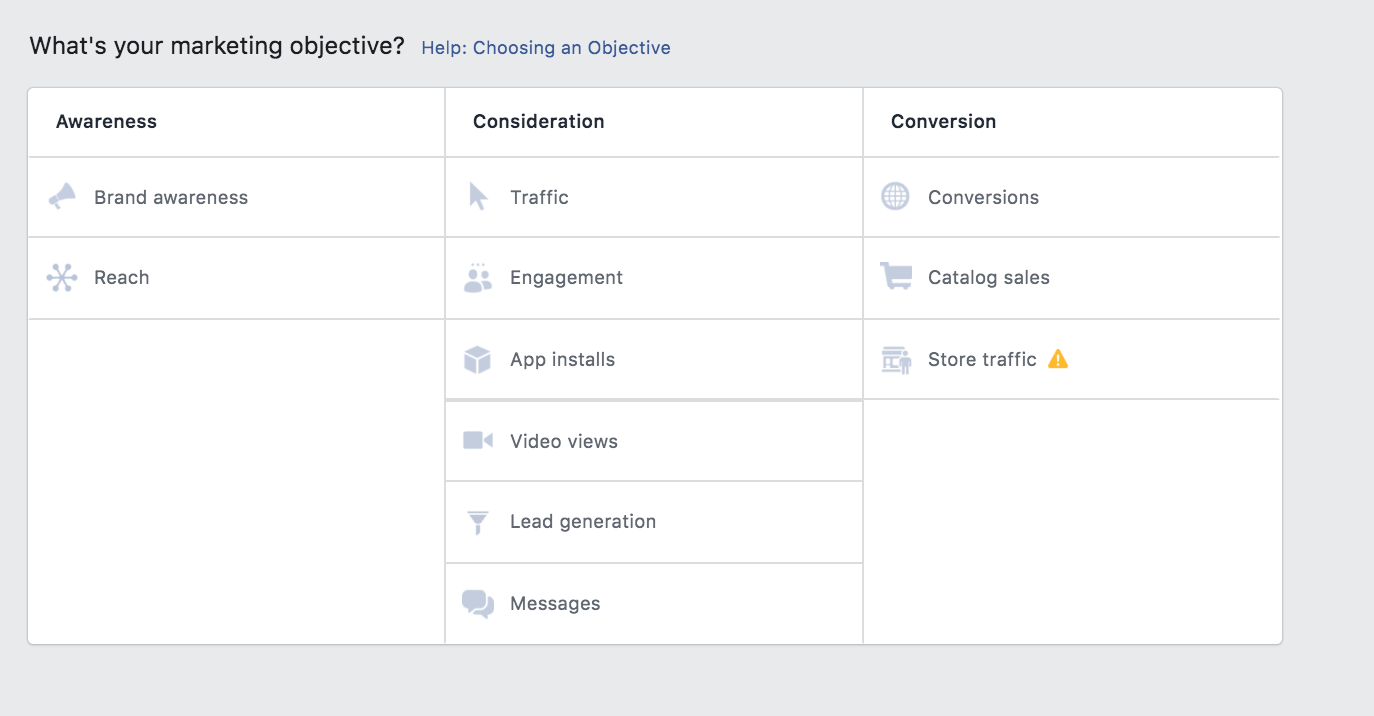 instagram ads campaign objective