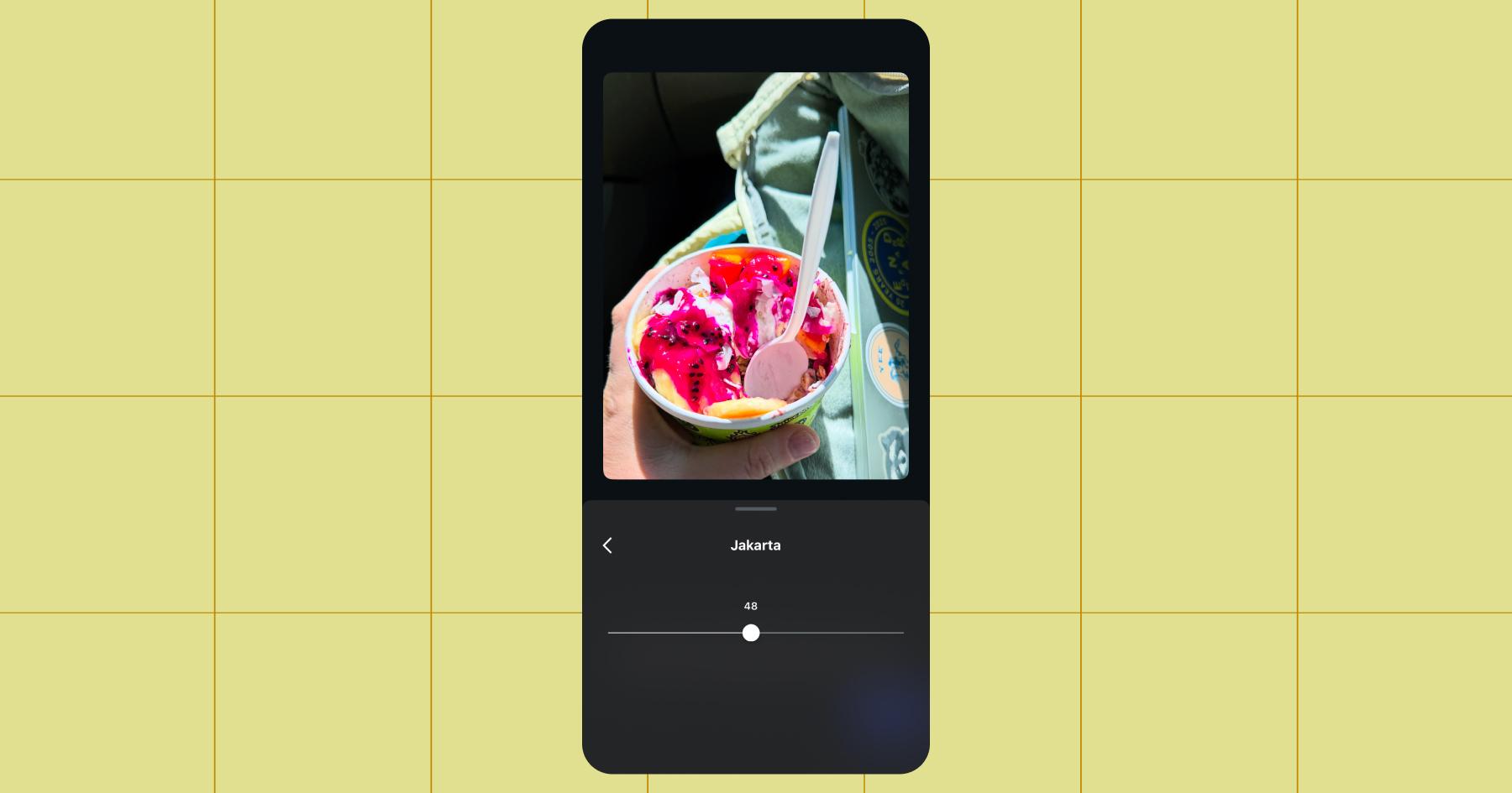 Screenshot showing the slider you can use to change the intensity of the filter you've selected